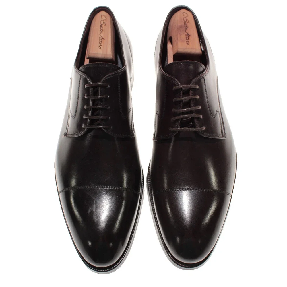 Di Bianco NWD Lace Up Derby Dress Shoes Size 42 (US 9) in Black Leather